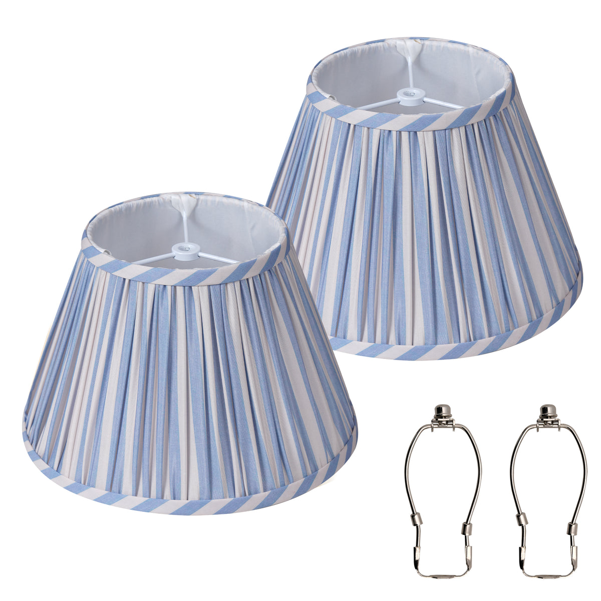 Lamp Shades Set of 2 with Spider Fitter, Pleated Empire Fabric Shades