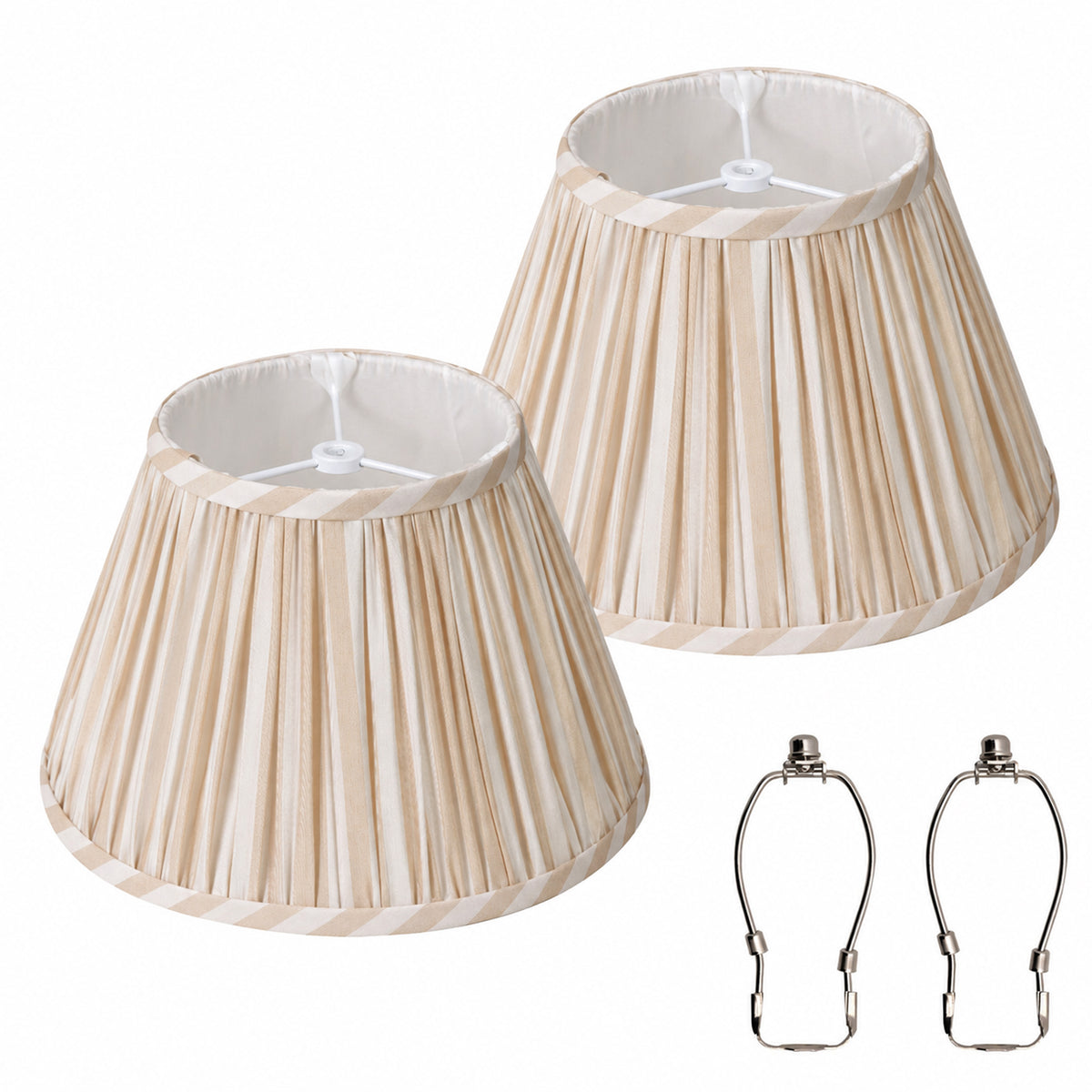 Lamp Shades Set of 2 with Spider Fitter, Pleated Empire Fabric Shades