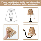 Rattan Clip On Lamp Shades for Candelabra Bulbs, 6 Pack Natural Woven Lampshades for Chandelier & Wall Sconce