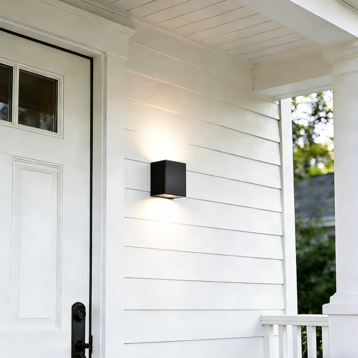 2-Pack Modern Up & Down LED Outdoor Wall Lights, 10W Black Exterior Sconces