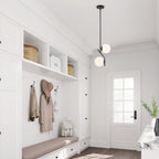 Black Pendant Light Fixture White Glass Pendant Light 2-Light