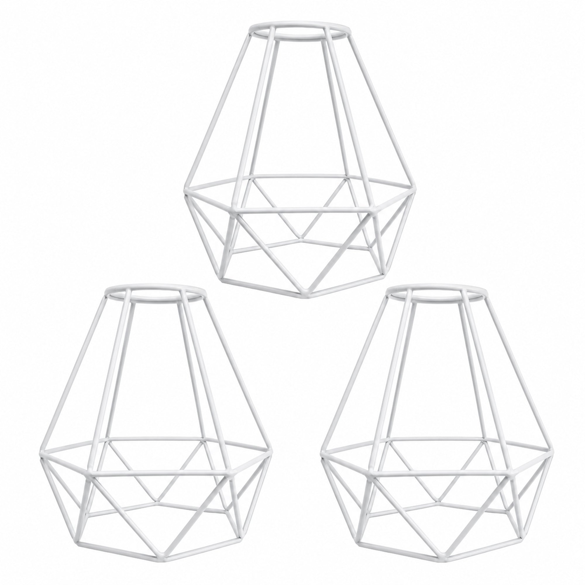 white Pendant Light Shade Cage 3 Pack Wire Lamp Shade for E26 Hanging Bulbs