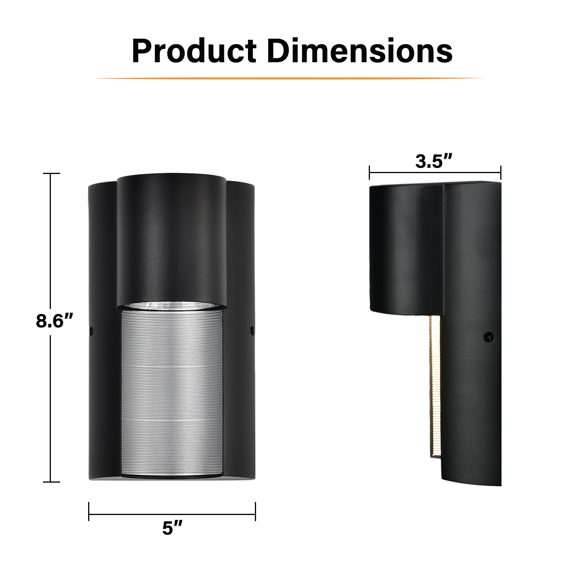 8.6" Integrated LED Outdoor Wall Light, Sand Black