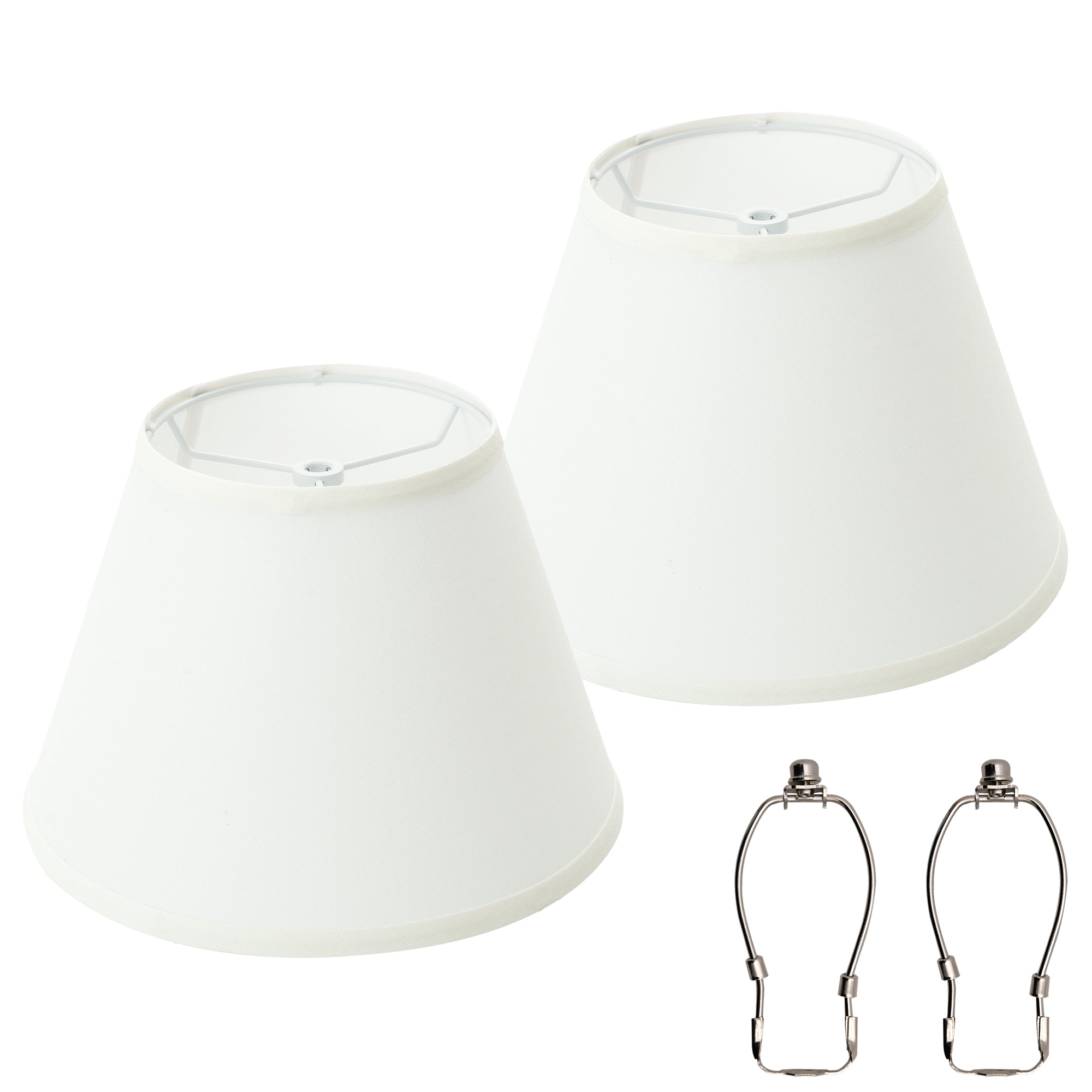 White Linen Empire Replacement Lamp Shades Set of 2 with Spider Fitter