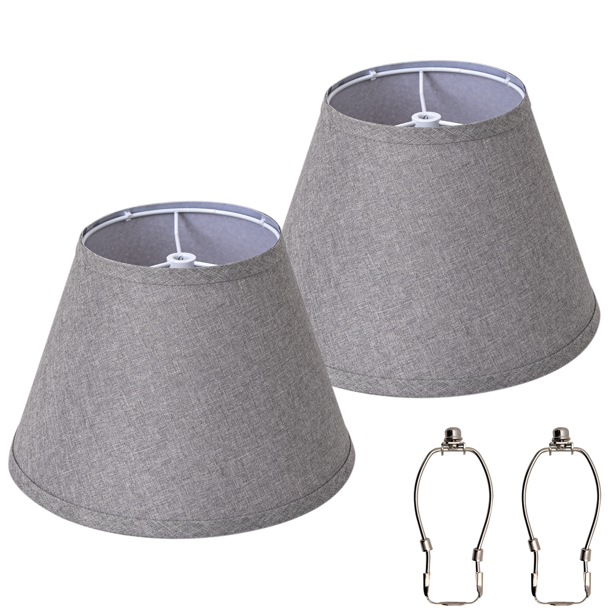 Grey Linen Empire Replacement Lamp Shades Set of 2 with Spider Fitter