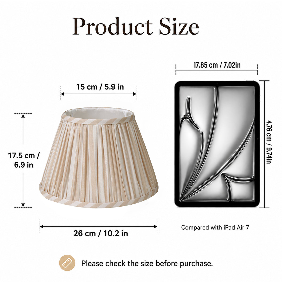 Lamp Shades Set of 2 with Spider Fitter, Pleated Empire Fabric Shades