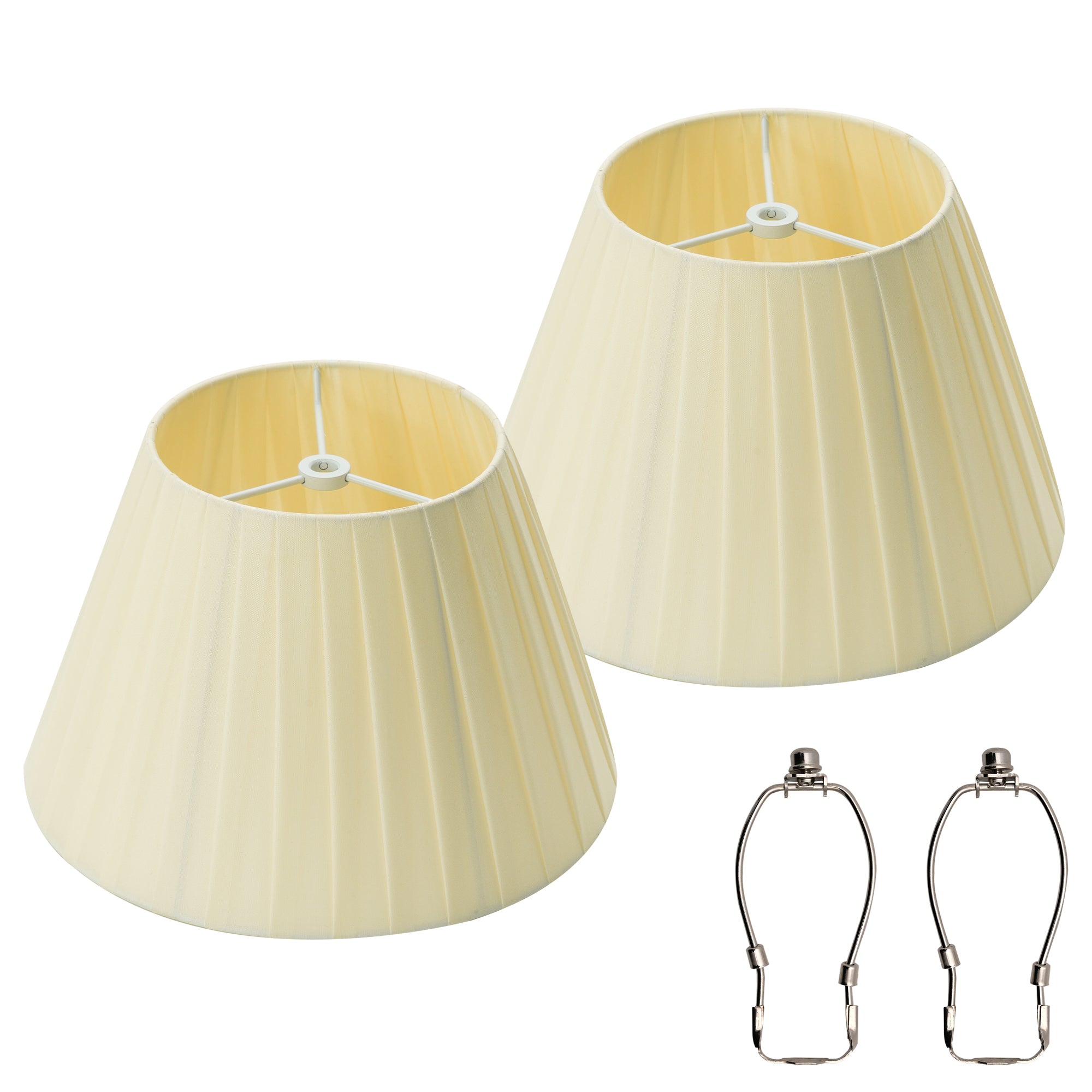 Beige Pleated Empire Replacement Lamp Shades Set of 2 with Spider Fitter