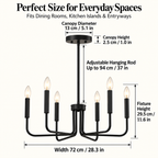 6-Light Matte Black Chandelier, Modern Candle Style Dining Room Light