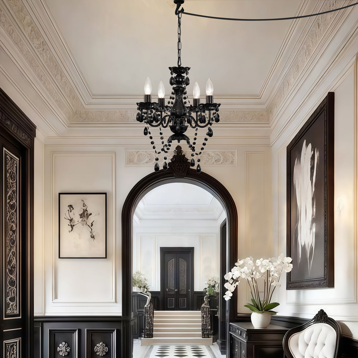 Plug In Swag Chandelier Small Crystal Chandelier 4-Light