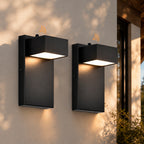 2-Pack 7.8" Dusk-to-Dawn Integrated LED Outdoor Wall Lights, Black