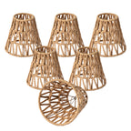 Rattan Clip On Lamp Shades for Candelabra Bulbs, 6 Pack Natural Woven Lampshades for Chandelier & Wall Sconce