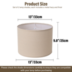 Beige Drum Lamp Shades Set of 2, Replacement Lamp Shades with Spider Fitter
