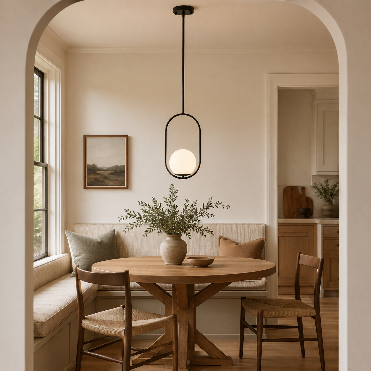 Modern Globe Pendant Light with Opal Glass, E12 Indoor Hanging Light