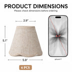 6-Pack Clip-On Fabric Lamp Shades for E12 Candelabra Bulbs, Scalloped Edge