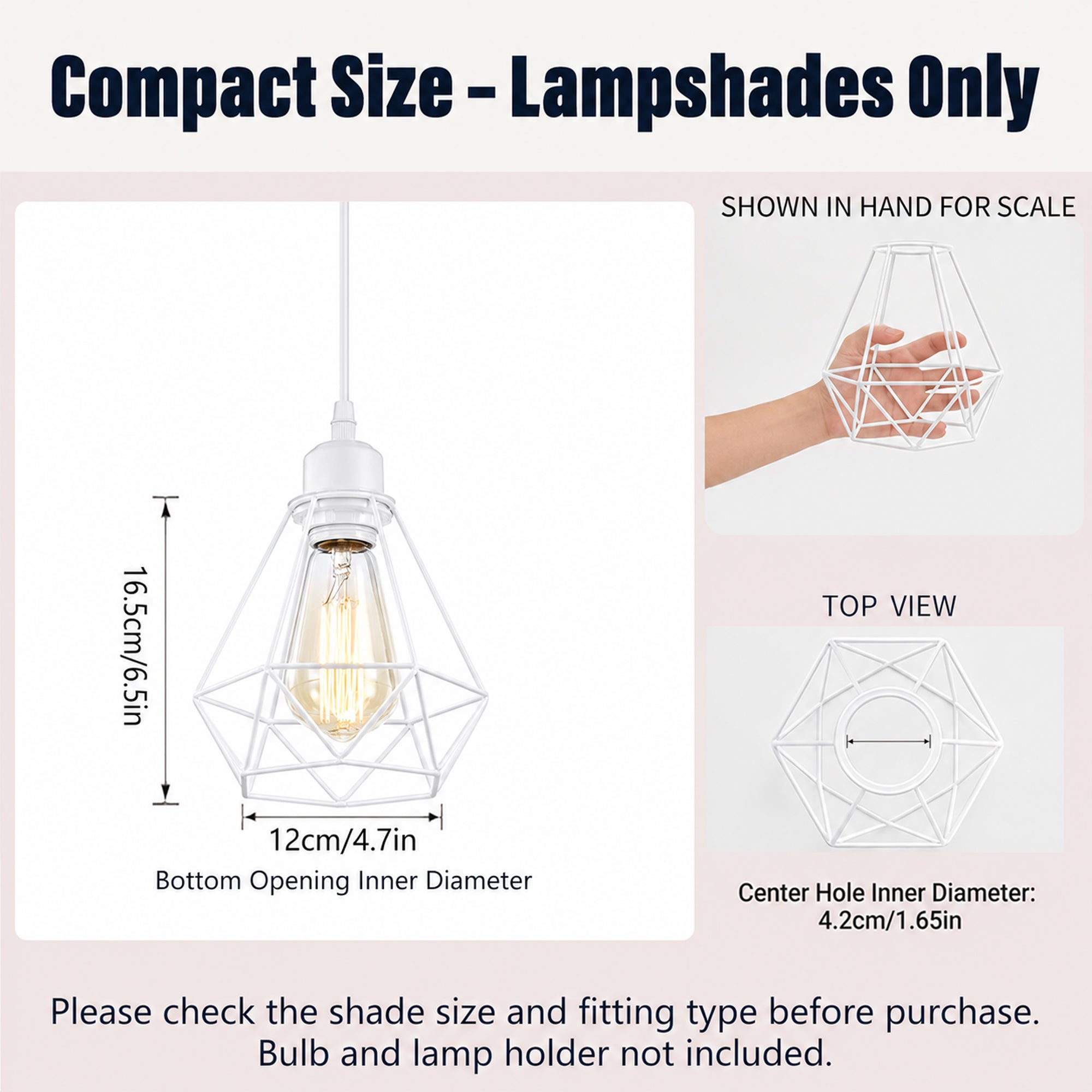 white Pendant Light Shade Cage 3 Pack Wire Lamp Shade for E26 Hanging Bulbs