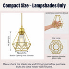 Gold Pendant Light Shade Cage 3 Pack Wire Lamp Shade for E26 Hanging Bulbs
