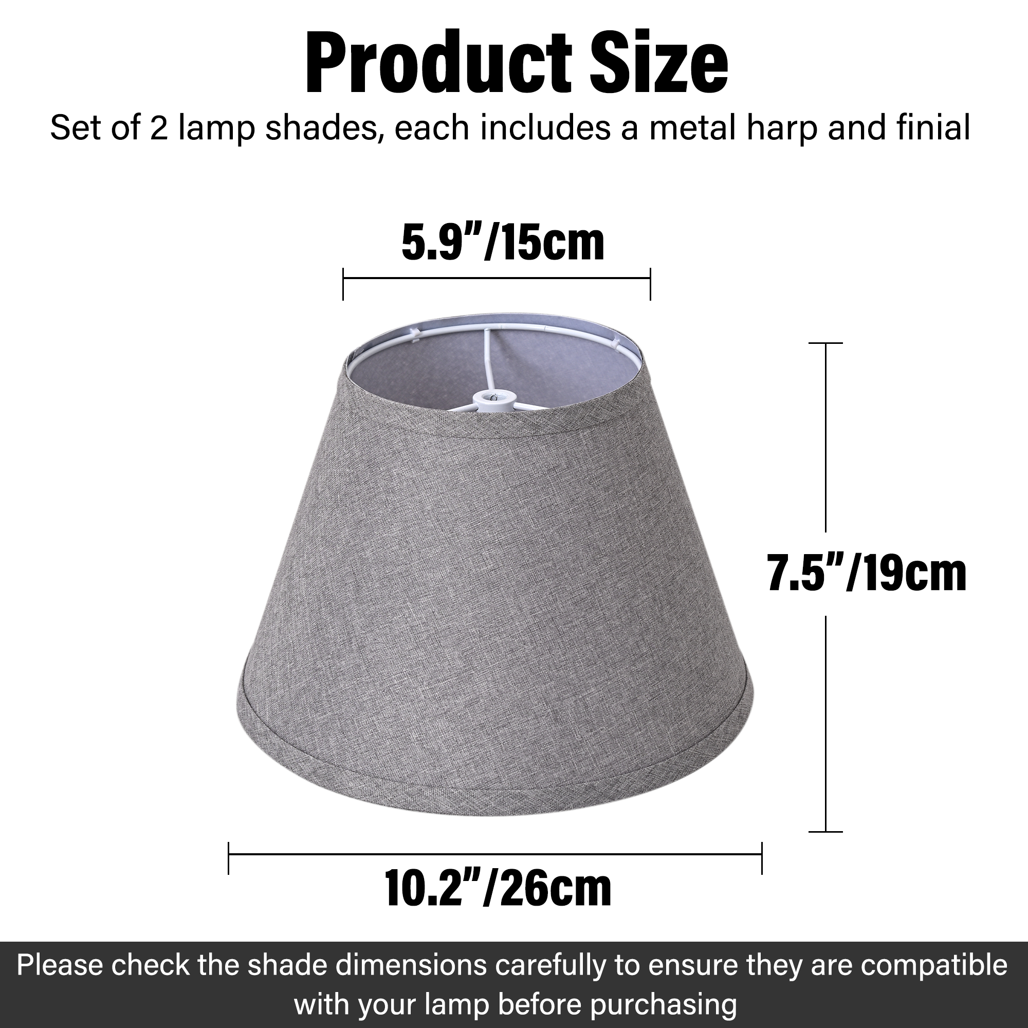 Grey Linen Empire Replacement Lamp Shades Set of 2 with Spider Fitter