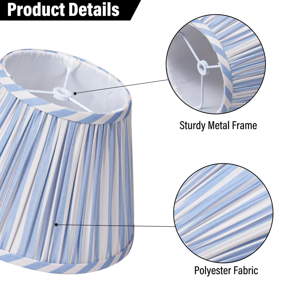 Lamp Shades Set of 2 with Spider Fitter, Pleated Empire Fabric Shades