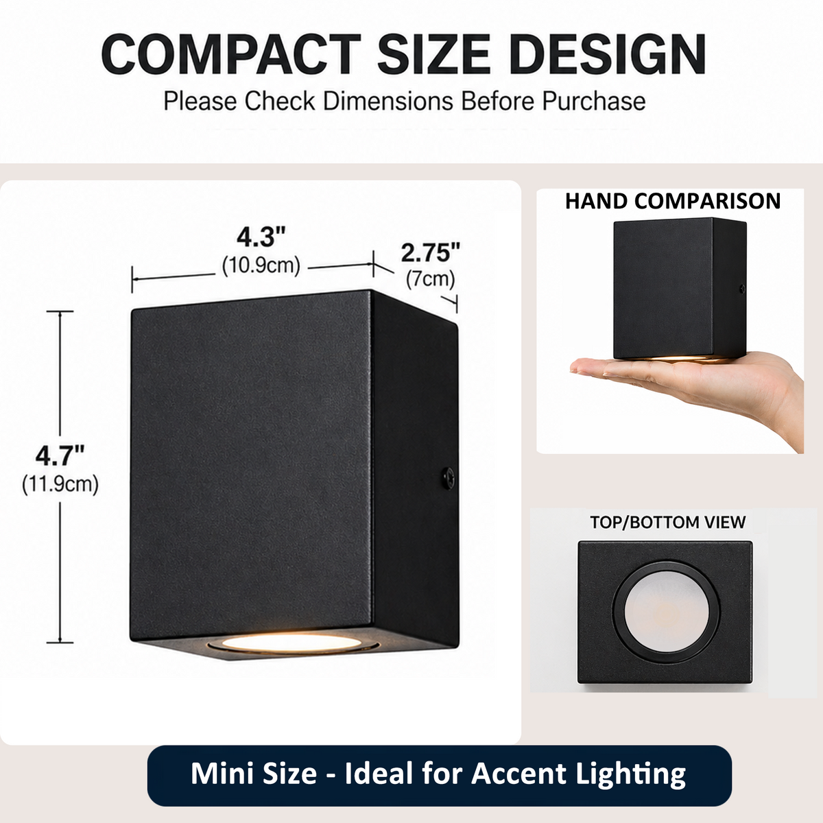 2-Pack Modern Up & Down LED Outdoor Wall Lights, 10W Black Exterior Sconces