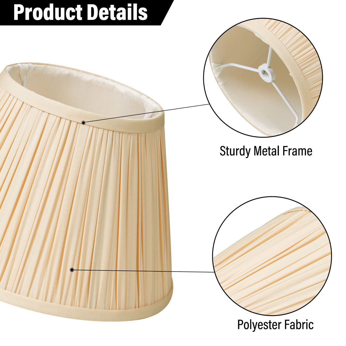 Lamp Shades Set of 2 with Spider Fitter, Pleated Empire Fabric Shades