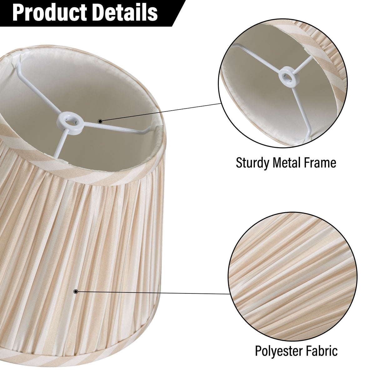 Lamp Shades Set of 2 with Spider Fitter, Pleated Empire Fabric Shades
