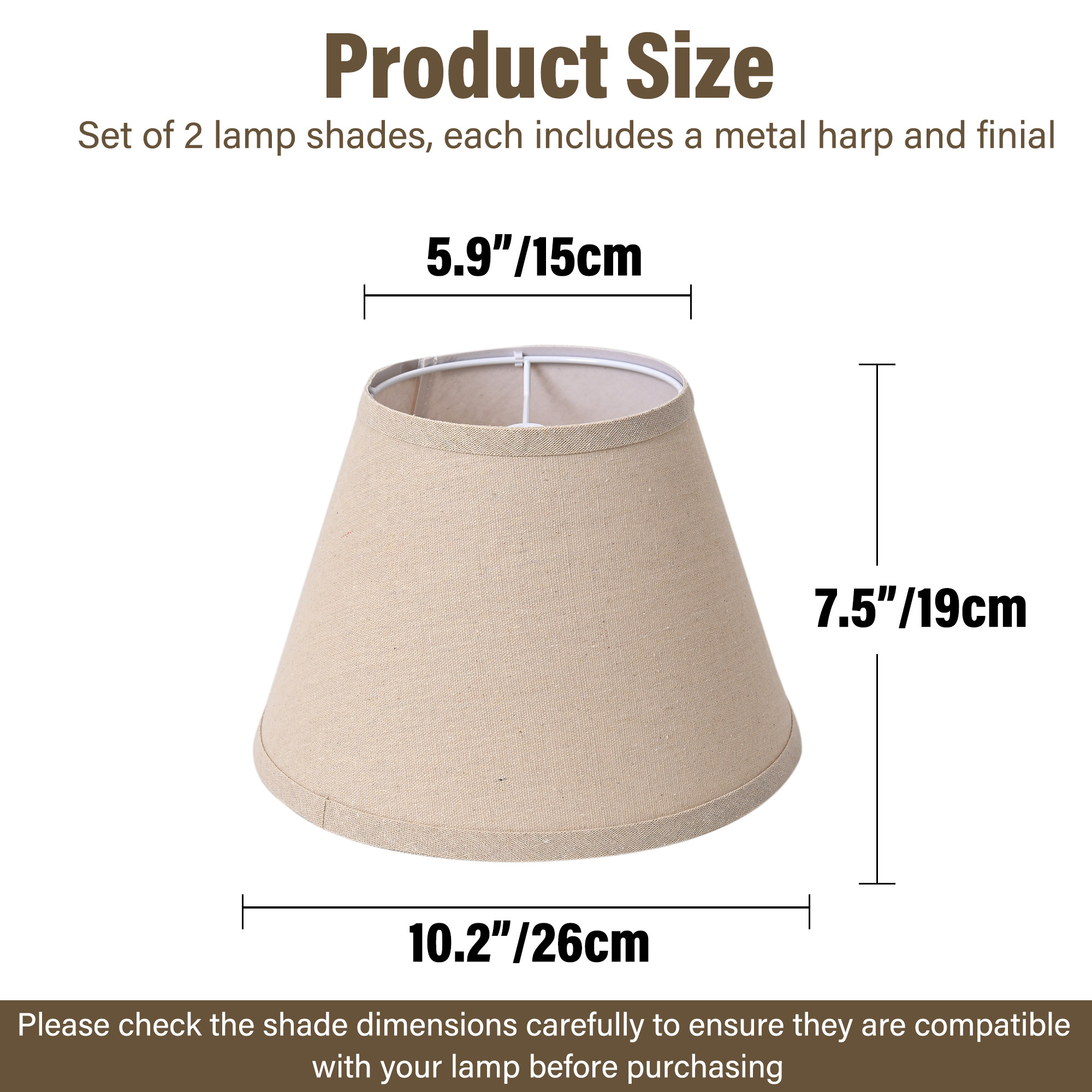 Beige Linen Empire Replacement Lamp Shades Set of 2 with Spider Fitter
