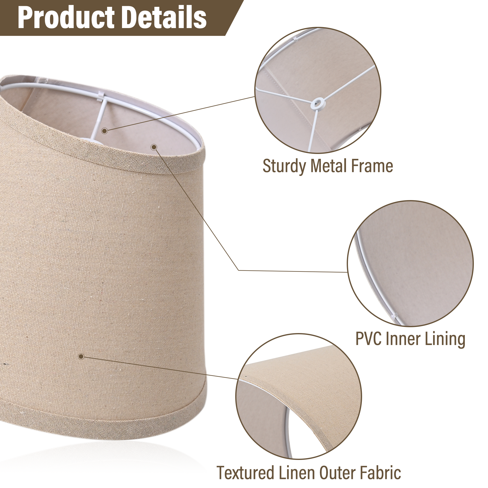 Beige Linen Empire Replacement Lamp Shades Set of 2 with Spider Fitter