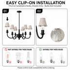 6-Pack Clip-On Fabric Lamp Shades for E12 Candelabra Bulbs, Scalloped Edge