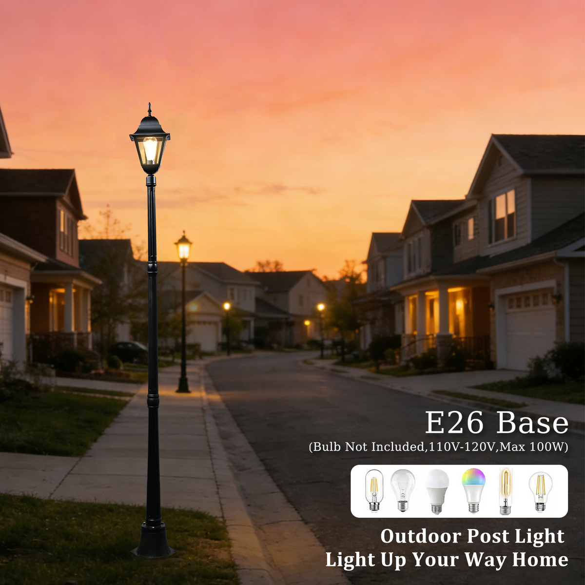 83.11" Classic Black Outdoor Post Light for Path，Walkway