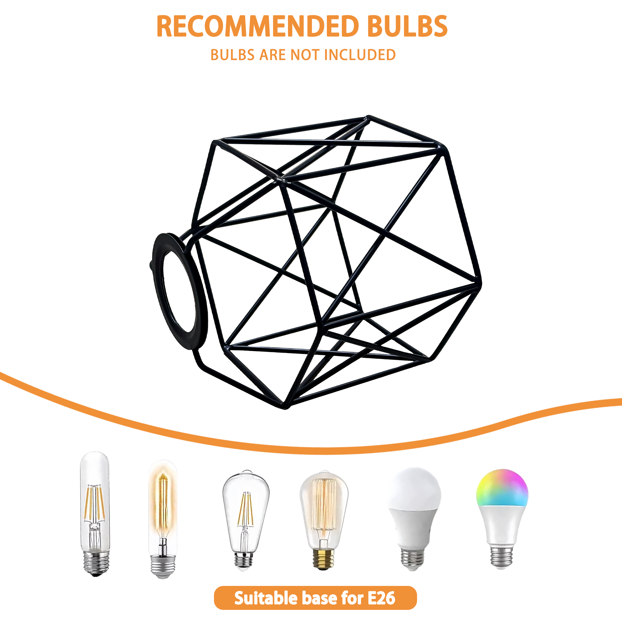 Ceiling Light Shade Cage Replacement  Black Metal Lamp Shades 3 Pack