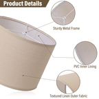 Beige Drum Lamp Shades Set of 2, Replacement Lamp Shades with Spider Fitter