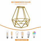 Gold Pendant Light Shade Cage 3 Pack Wire Lamp Shade for E26 Hanging Bulbs