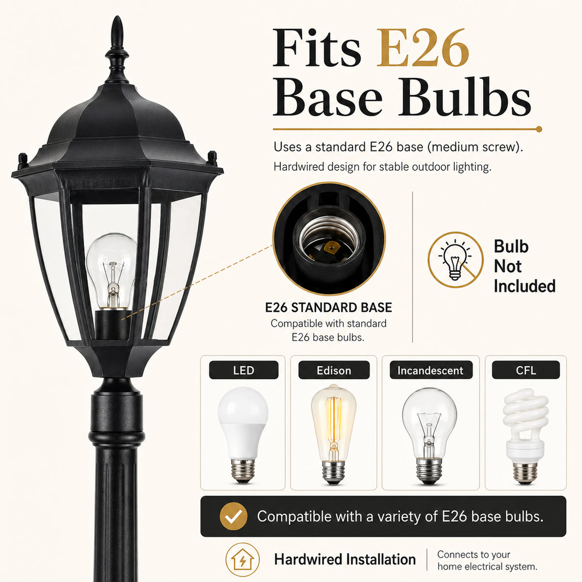 84.6"Classic Black Outdoor Post Light for Path，Walkway
