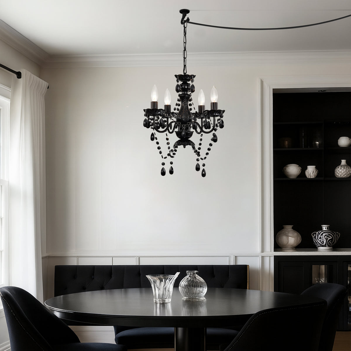 Plug In Swag Chandelier Small Crystal Chandelier 4-Light