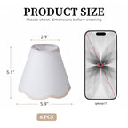 6-Pack Clip-On Fabric Lamp Shades for E12 Candelabra Bulbs, Scalloped Edge