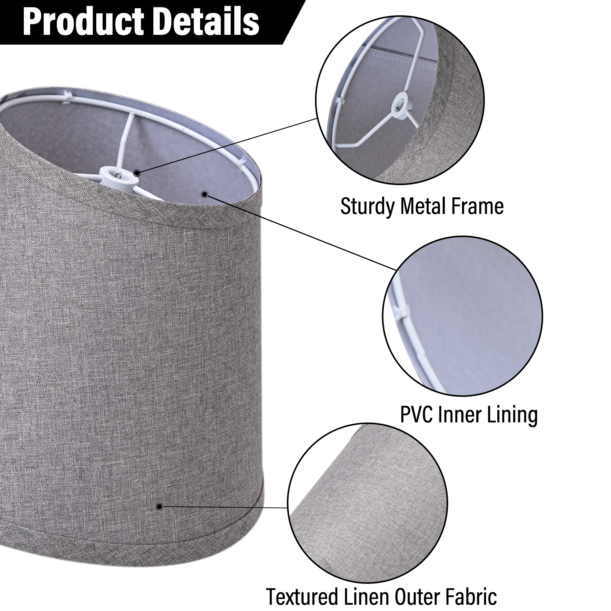 Grey Linen Empire Replacement Lamp Shades Set of 2 with Spider Fitter