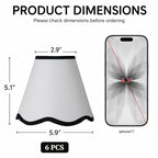 6-Pack Clip-On Fabric Lamp Shades for E12 Candelabra Bulbs, Scalloped Edge