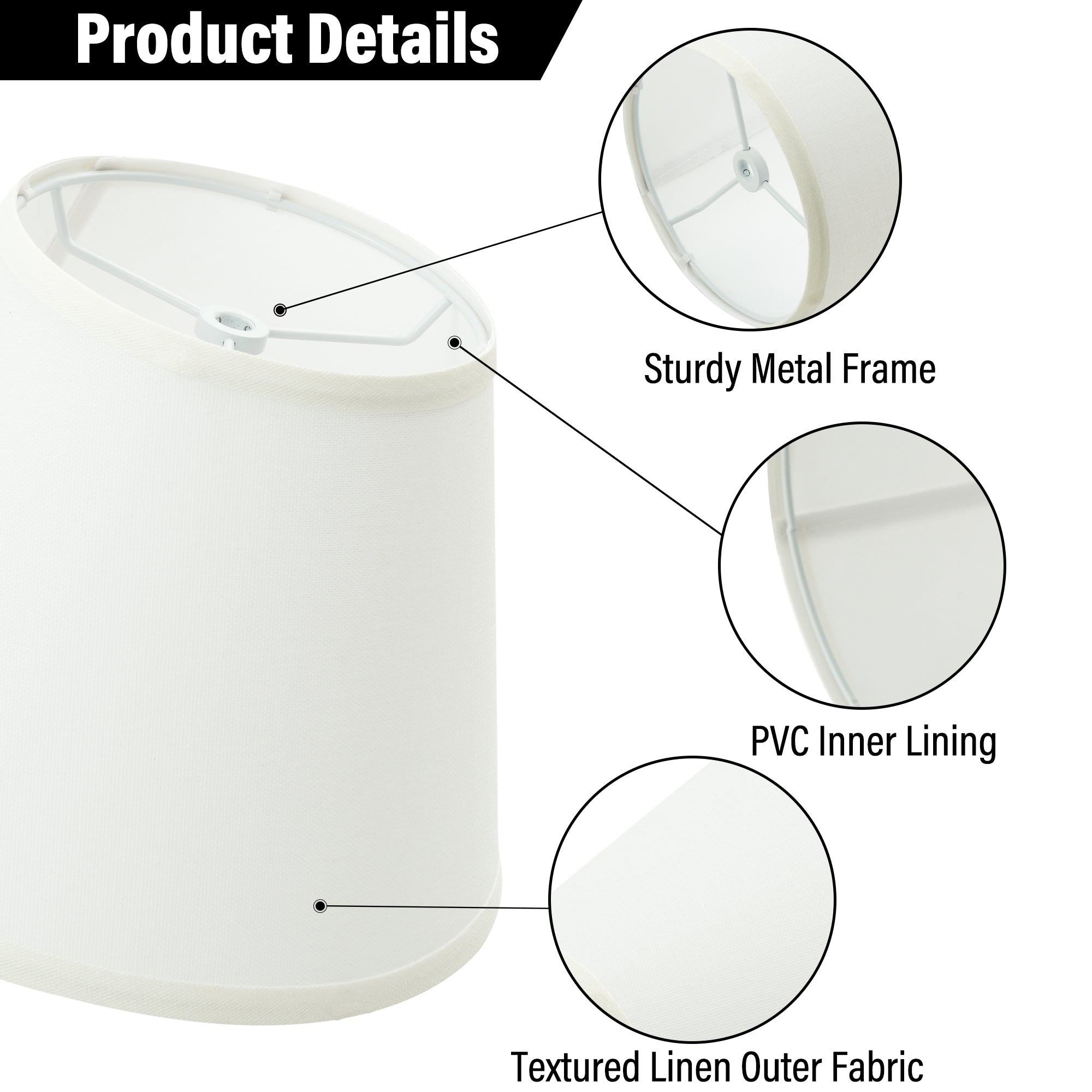 White Linen Empire Replacement Lamp Shades Set of 2 with Spider Fitter