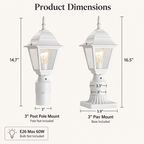 2 Pack Dusk-to-Dawn White Outdoor Post Light with Clear Glass Shade, Traditional Pier Mount Lantern