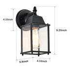 2 Pack Black Outdoor Wall Lanterns with Clear Glass, E26 Hardwired Porch Lights