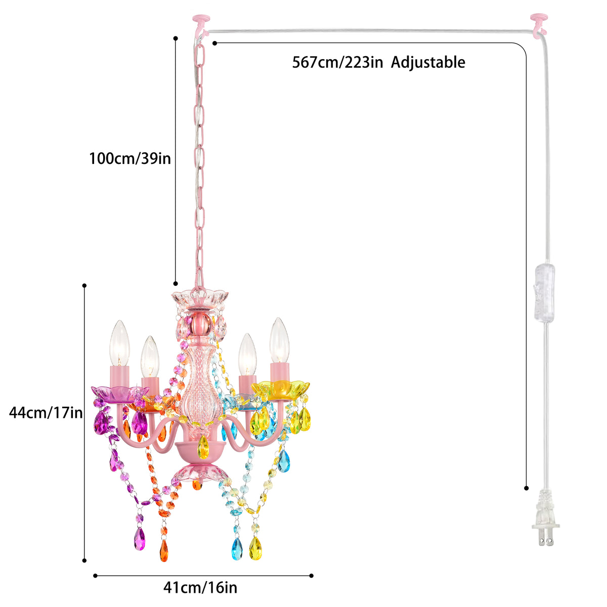 Plug In Swag Chandelier Small Crystal Chandelier 4-Light