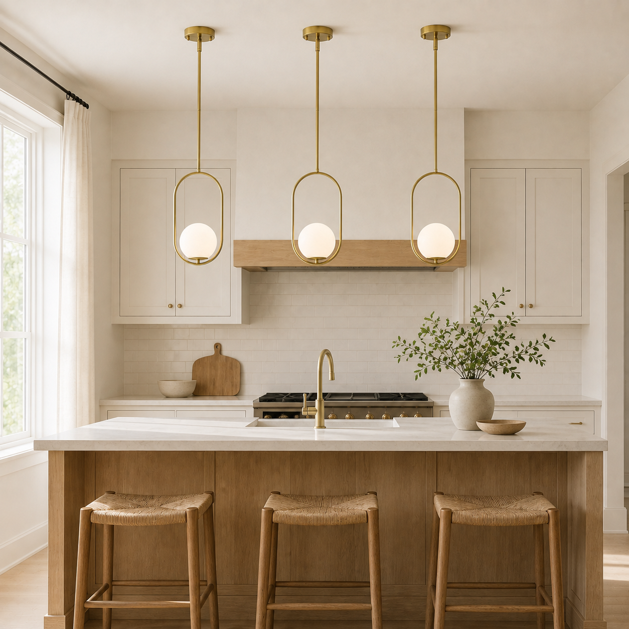 Modern Globe Pendant Light with Opal Glass, E12 Indoor Hanging Light