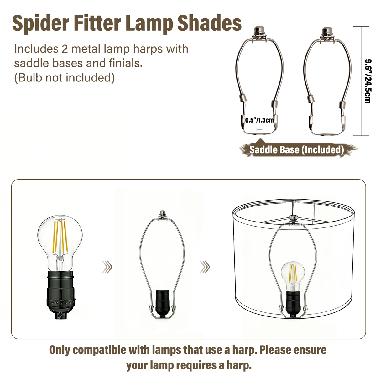 Beige Drum Lamp Shades Set of 2, Replacement Lamp Shades with Spider Fitter
