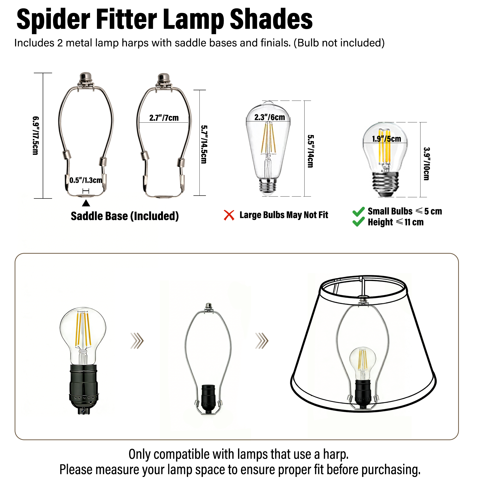 White Linen Empire Replacement Lamp Shades Set of 2 with Spider Fitter