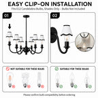 6-Pack Clip-On Fabric Lamp Shades for E12 Candelabra Bulbs, Scalloped Edge