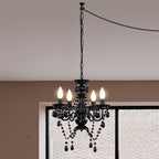 Plug In Swag Chandelier Small Crystal Chandelier 4-Light