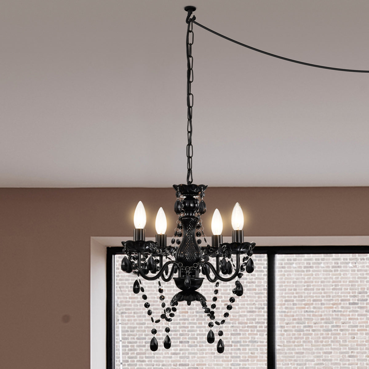 Plug In Swag Chandelier Small Crystal Chandelier 4-Light