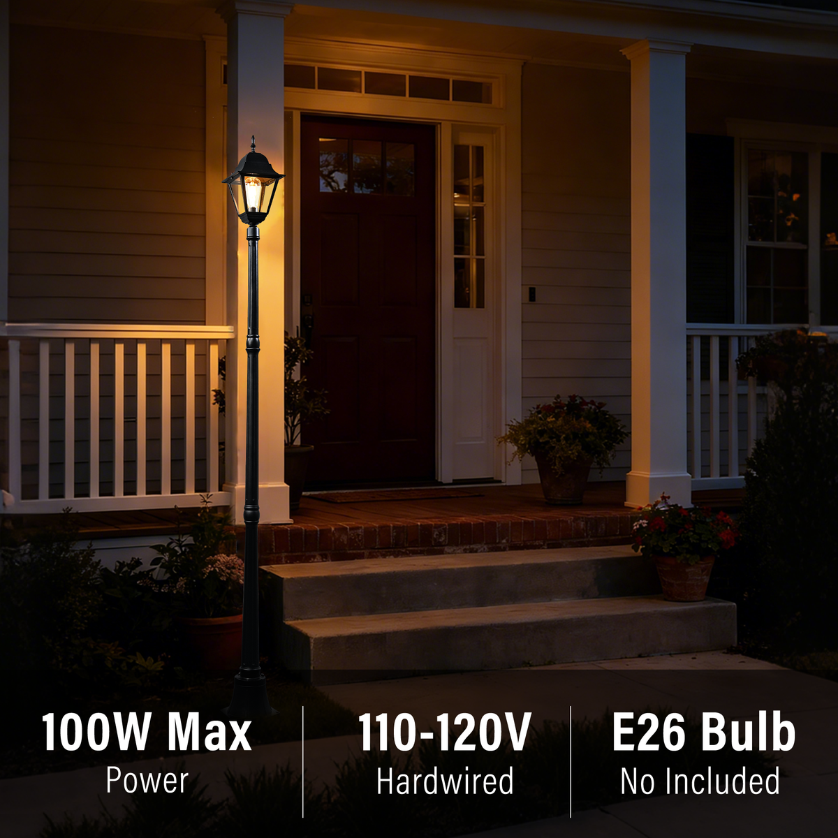 83.11" Classic Black Outdoor Post Light for Path，Walkway