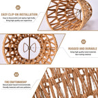 Rattan Clip On Lamp Shades for Candelabra Bulbs, 6 Pack Natural Woven Lampshades for Chandelier & Wall Sconce