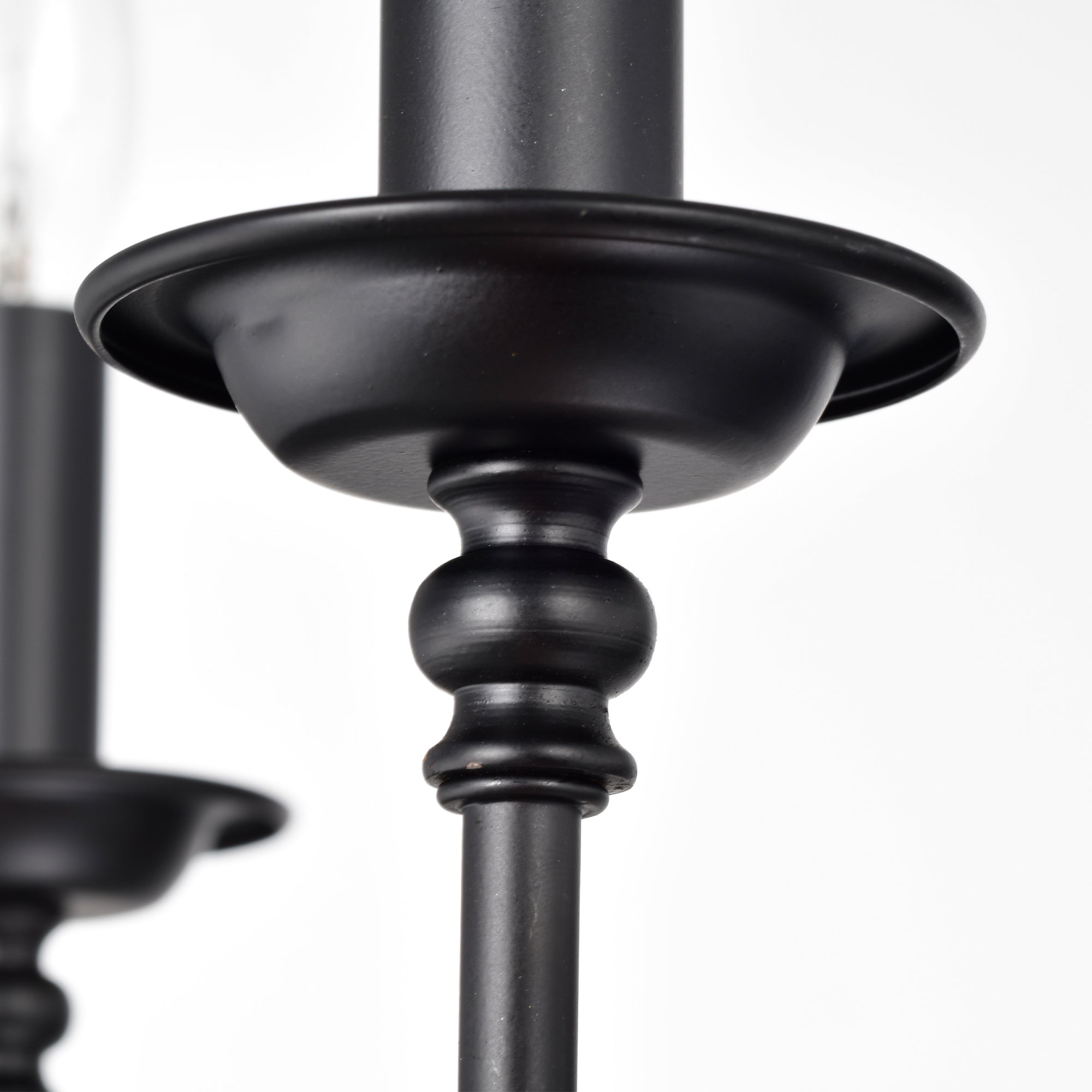 6-Light Matte Black Farmhouse Chandelier, E12 Candle Style Hanging Light